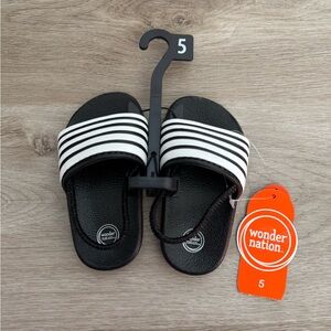 Wonder Nation Baby Slide Sandals Black & White Size 5 (12–18M) NWT